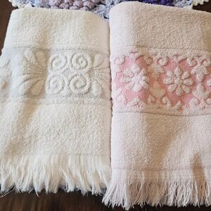 VTG MCM Cannon & JCPenny Bath Towels Pink & White 86% Cotton 14% Polyester